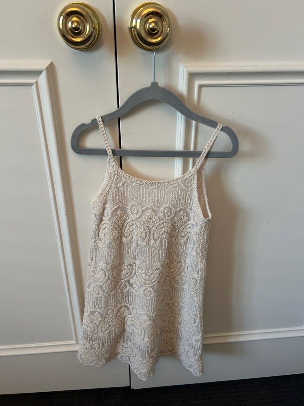 Zara Ivory Crochet Lace Spaghetti Strap Tank dress size 6